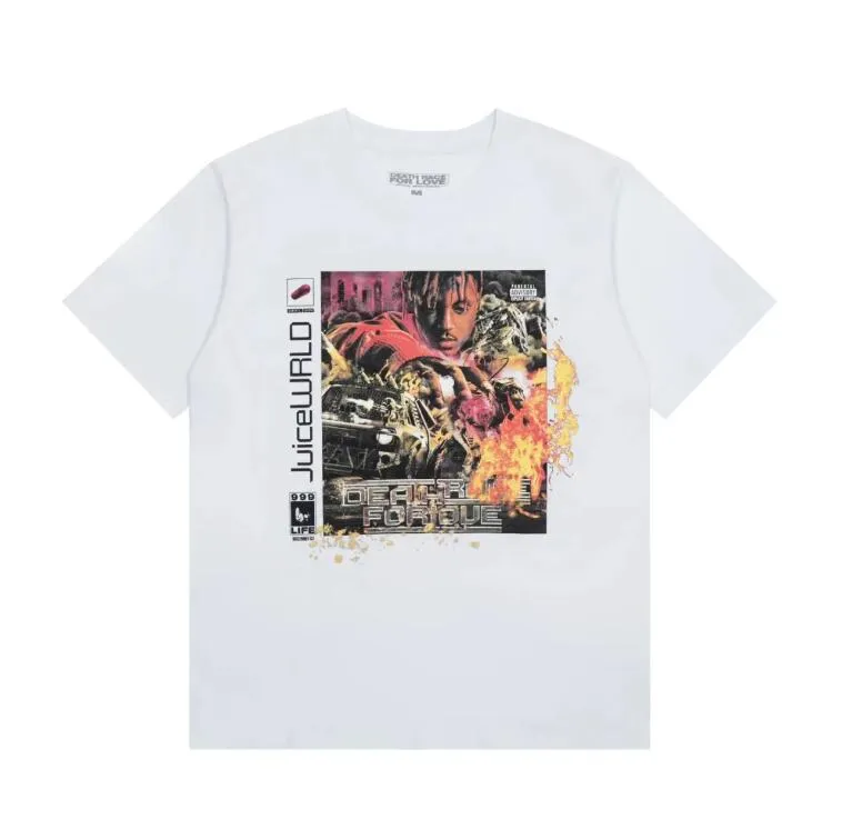 Diseñador clásico camiseta verano manga corta Juice Wrld blanco hombres camiseta camiseta Death Race for Love 999 ropa para hombre