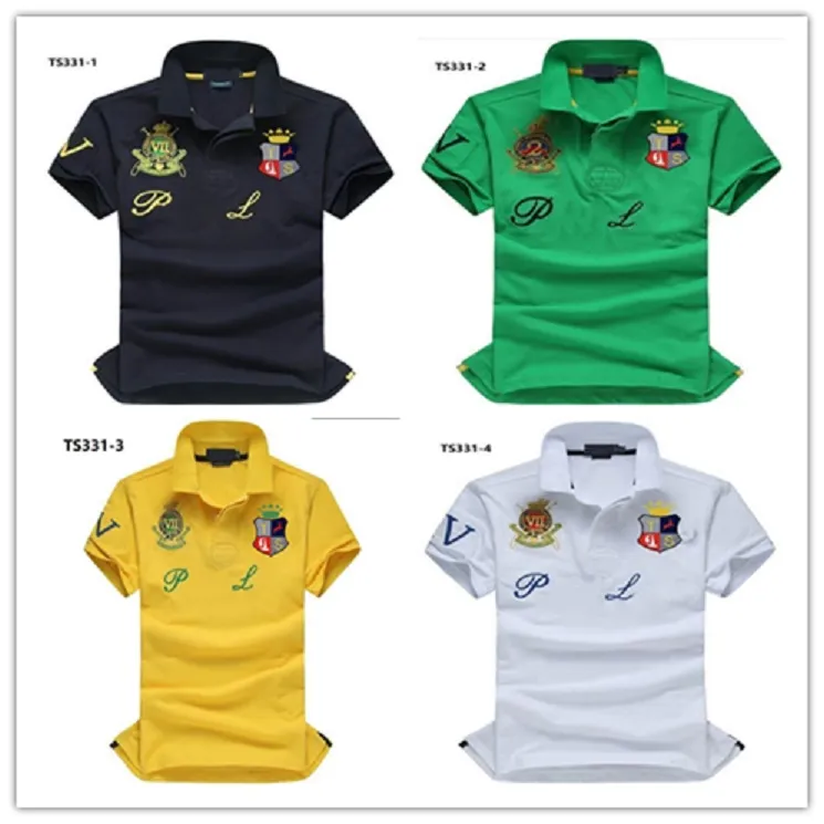 Europa i Ameryka marka męska koszula w 100% bawełniana Business Business Casual Large Polos Neck Hafted T-shirt S-5xl