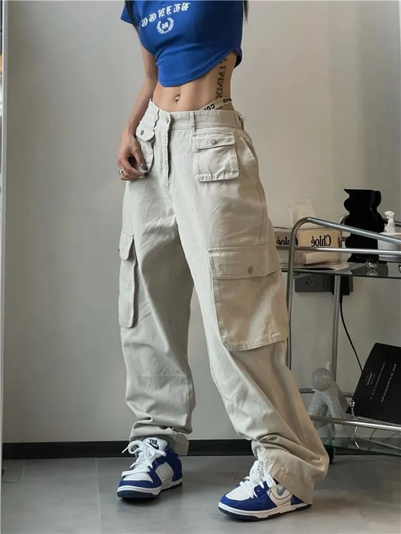 Vintage High Waisted Brown Cargo Pants Women For Women Loose Fit