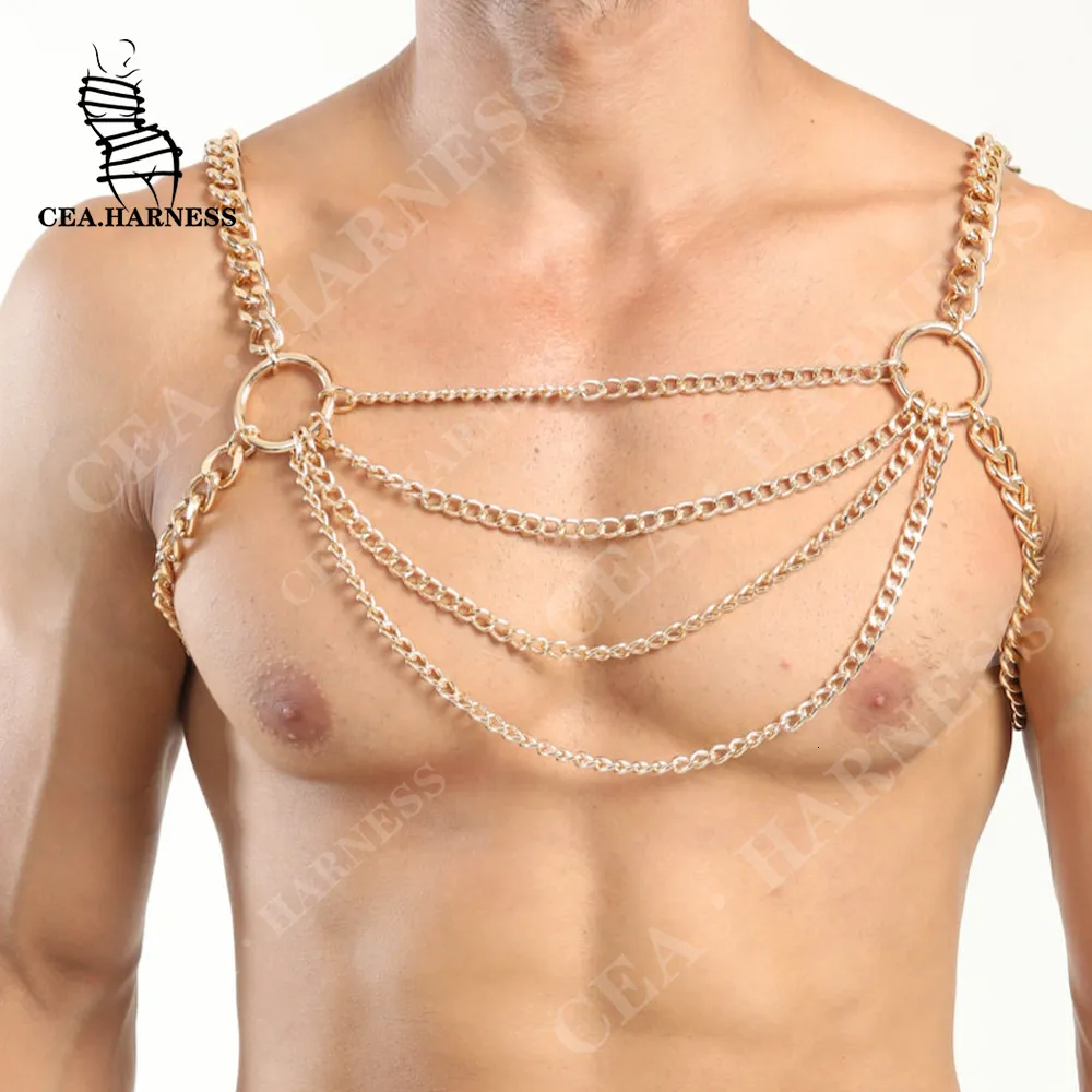 Mens Chest Jewelry Chain, Sexy Bondage Body Strap, Gay Sissy Chains,  Shoulder Hollow Out Metal Harness Necklace, BDSM Accessories From Zhong05,  $12.26