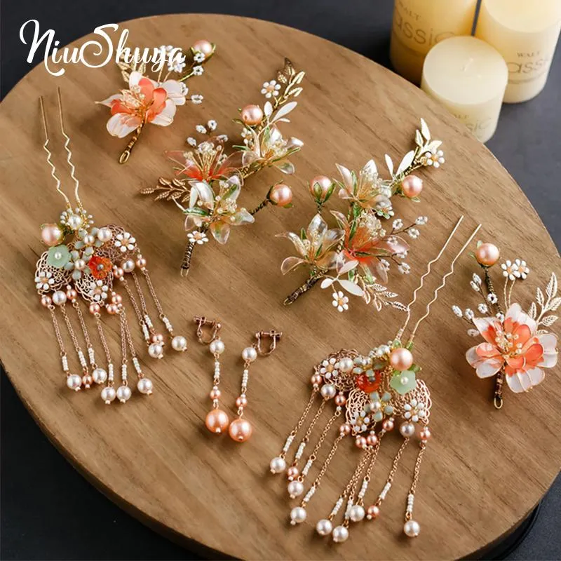 Hair Clips & Barrettes NiuShuya Romantic Shinny Flower Bridal Hairpins Clear Floral Diadem Princess Girps Wedding AccessoriesHair