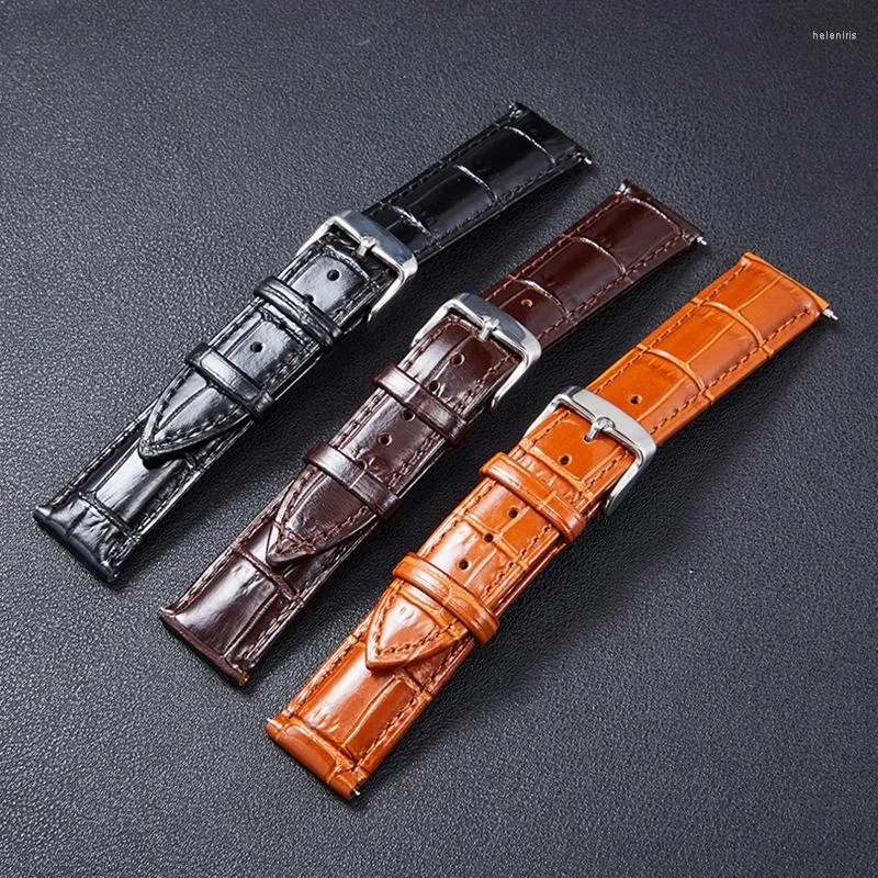 Watch Bands Genuine Leather Strap Band Bracelet 18mm 19mm 20mm 21mm 22mm Black Brown Double-Sided