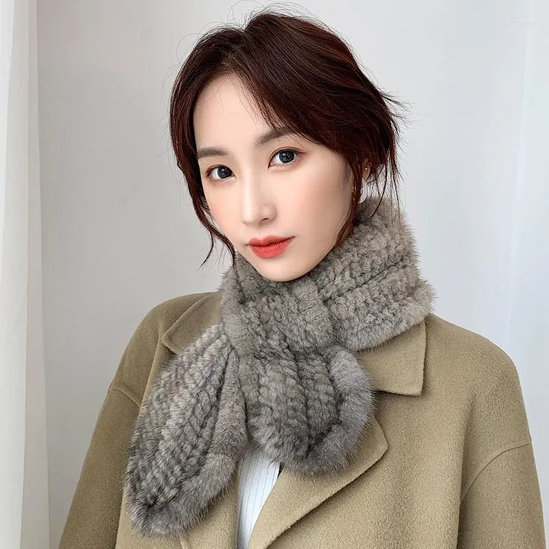 Scarves Lantafe Fur Winter Scarf Collar Real Mink Women Widening Thickening Neck Warm Natural Short Style