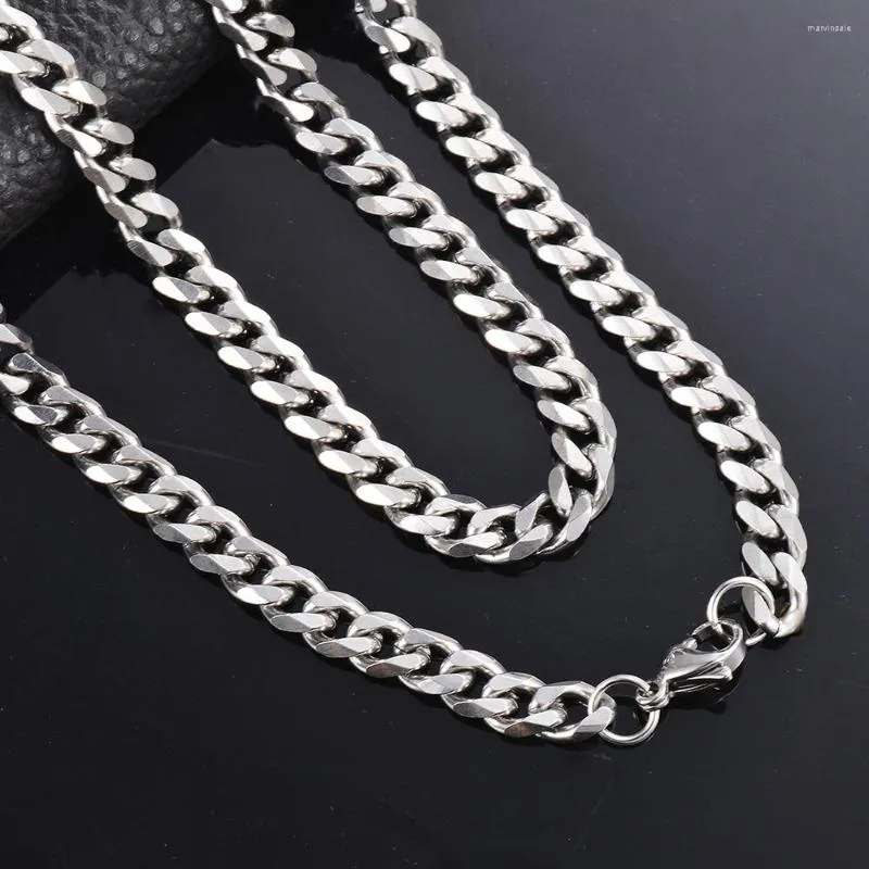 Kedjor Män Curb Chain Halsband 3,6 mm/5mm/6mm/7mm/8mm/9mm rostfritt stål Basic Punk Cuban Link Halsband för manliga smycken