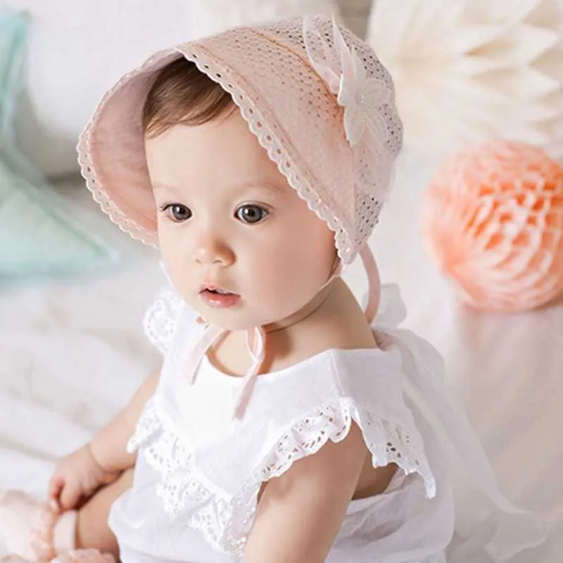 캡 모자 귀여운 꽃 공주 아기 소녀 모자 여름 메쉬 태양 모자 모자가 속이 빈 유아 유아 버킷 모자 신생아 사진 소품