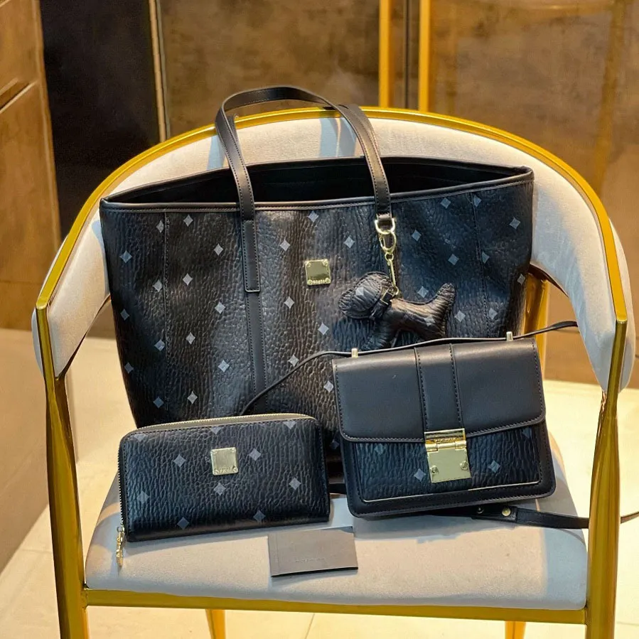 Designer Three piece bag Totes Luxury Brand Purse Single Zipper Wallets Women HandBags Tote Real Leather Bags Lady Plaid Purses Duffle Luggage by fen