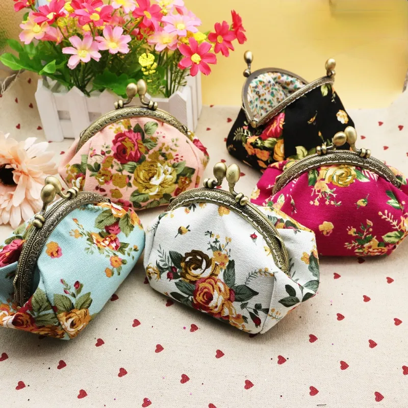 High Quality Coin Purses Women Vintage Flower Wallets Ladies Hasp Money Key Bags for Girls Change Purse Card Holder Female Pouch