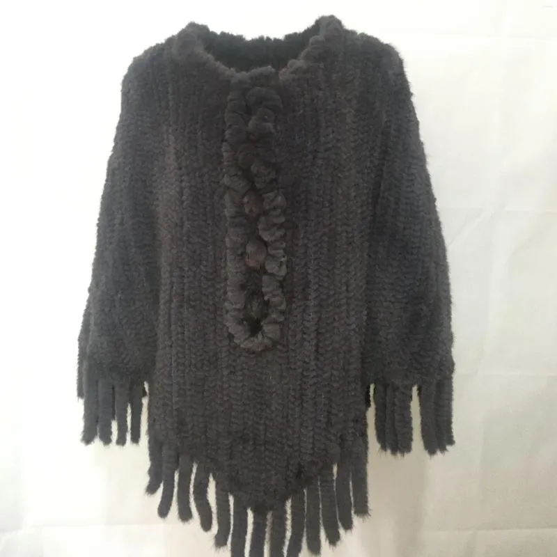 Bufandas Poncho de punto con jersey de flores con borlas 210720