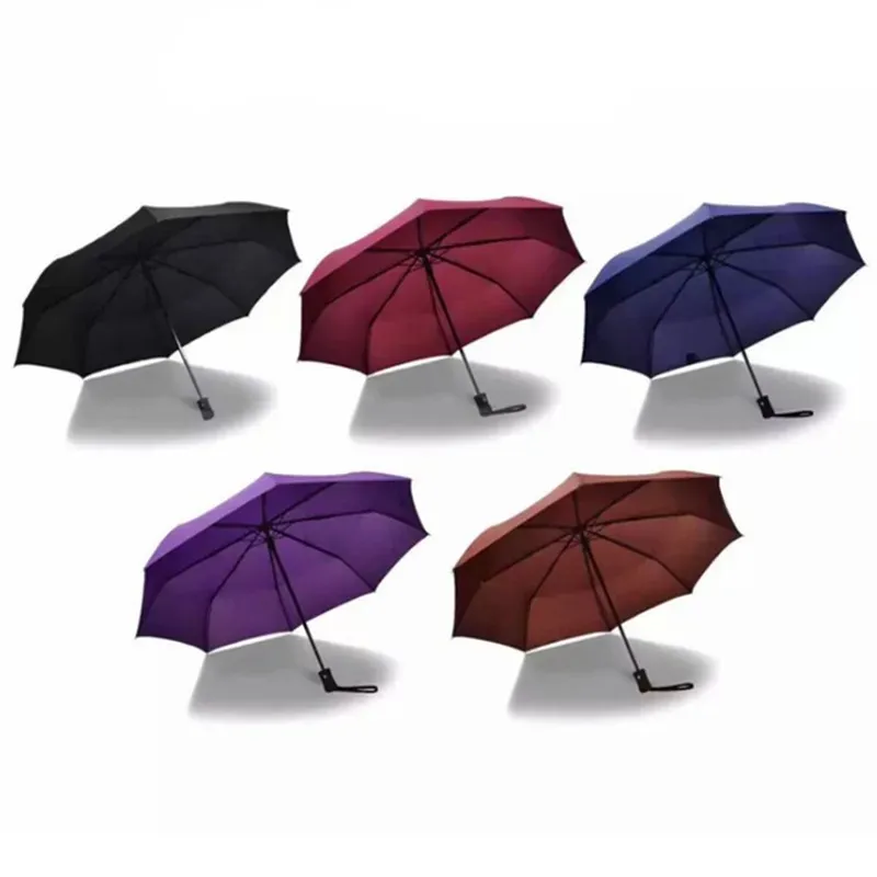 Full-automatic Umbrella Multi Colors Durable Long Handle Three-fold Business Umbrella Custom Creative Design Promotion Umbrella 20pcs