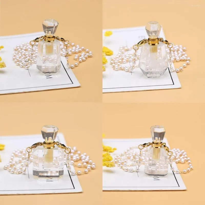 Pendant Necklaces Natural Stone Perfume Bottle Necklace Clear Quartz Essential Oil Diffuser Vial Crystal Jewelry Gifts_voghion.com