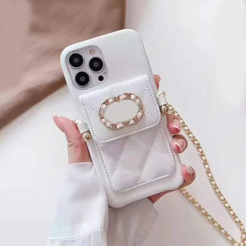 2023 النساء والرجال المصممين الحالات الهاتف Crossbody آيفون 14 حالة 13 12 العلامة التجارية الفاخرة Phonecases 11 X 7p Xsmax النساء Phonecover مع سلسلة