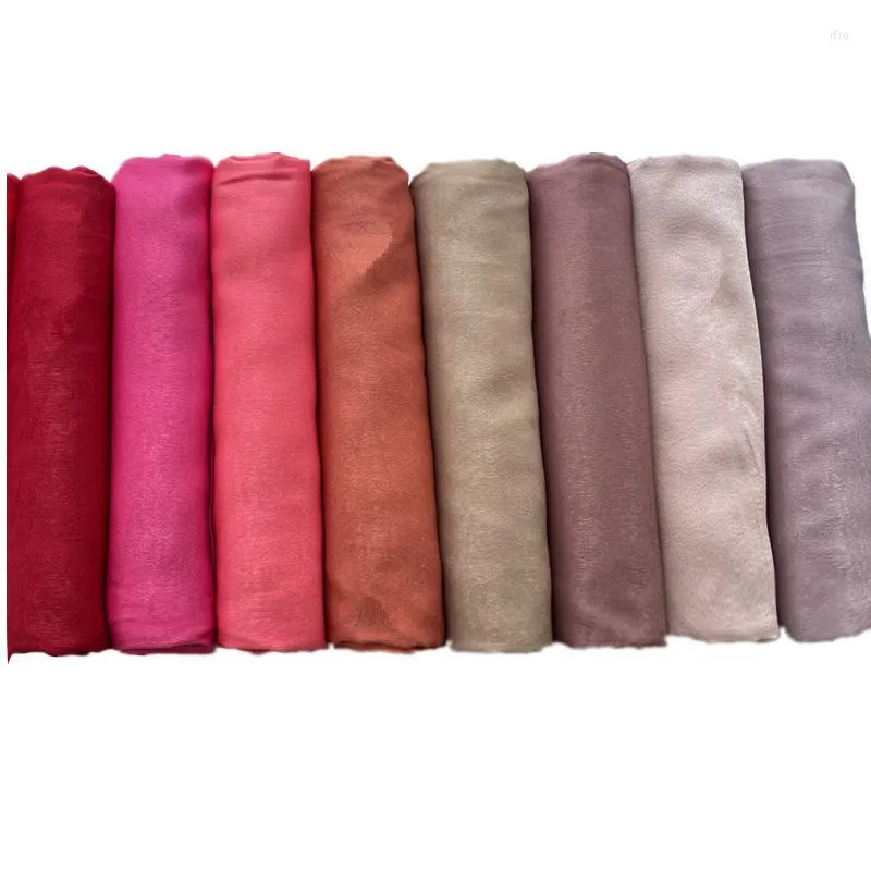 Scarves High Quality Solid Color Satin Long Scarf Hijabs Elegant Muslim Womens Party Turban Shawls Headwear Rayon Headscarf