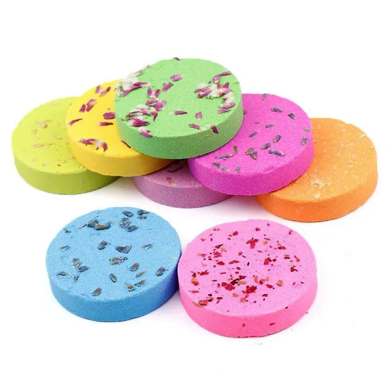 Bubble Bath Shower Steamer Tablets Essential Oil Aromatherapy Bubble Bath Salt Block Lavender Dried Flower Fragrance Spa Exfoliating