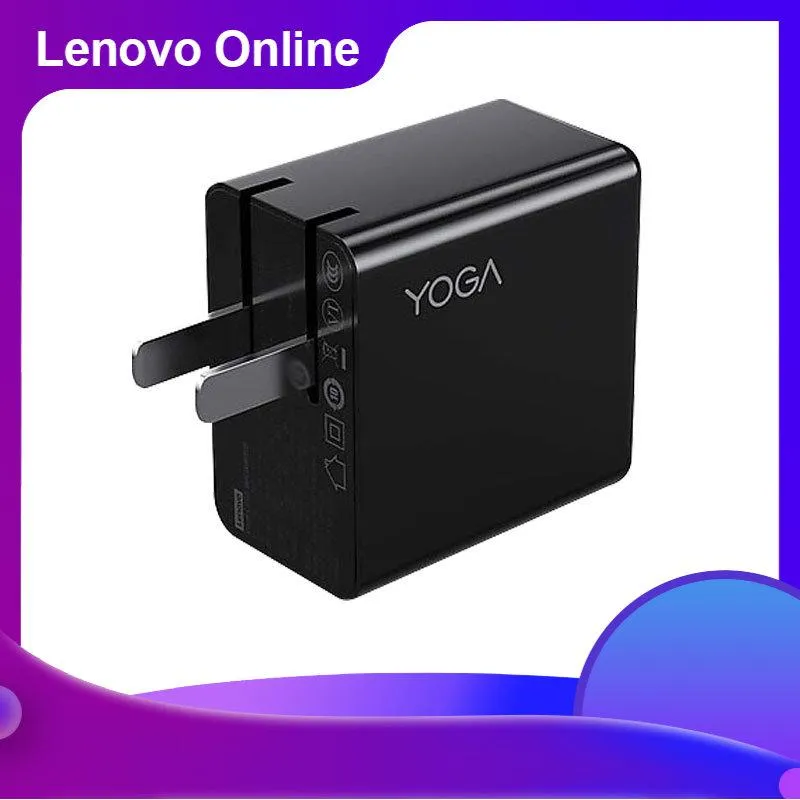 Chargers Original Lenovo Yoga CC65 GAN Power Adaptateur double USBC Port Gan Notebook Charger téléphonique 65W Adaptateur d'alimentation portable GAN
