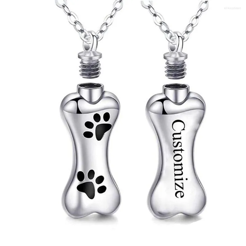 Colliers pendentifs collier commémoratif d'os de chien pour les cendres avec des cadeaux de souvenir d'animal familier personnalisés d'acier inoxydable bijoux de crémation d'urne