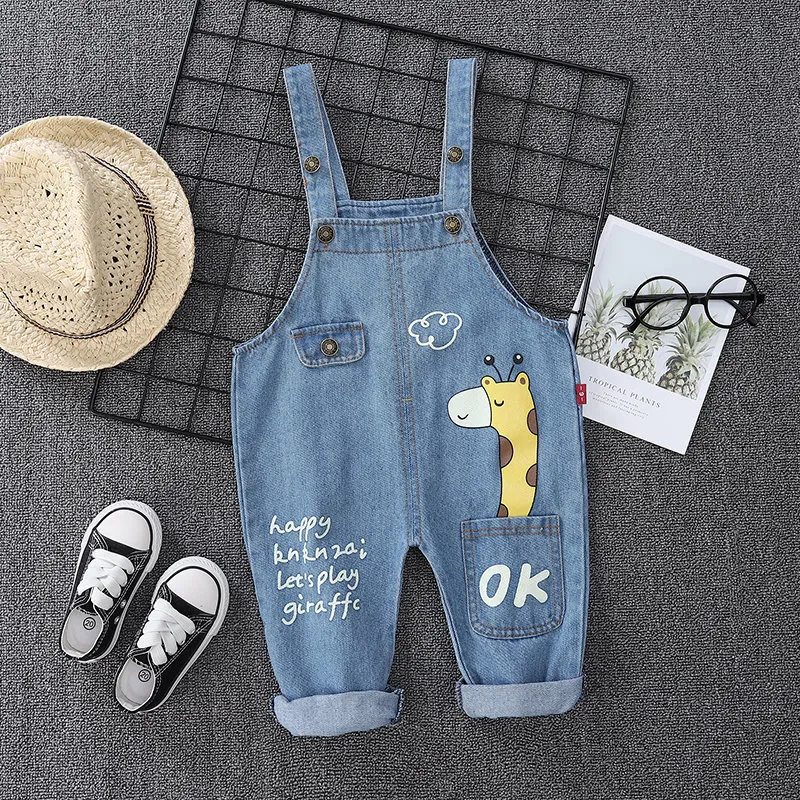Overalls Spring Autumn Children Clothes Baby Boys Girls Cartoon Denim Pants Infant Outfit Kids Giraffe Fashion Toddler Casual 230506