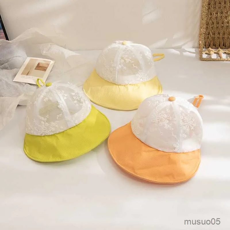 Gorras, sombreros de ala grande para bebé, sombrero para el sol 2023, sombrero protector solar de encaje para niñas, visera para el sol, gorra transpirable, accesorios para bebés