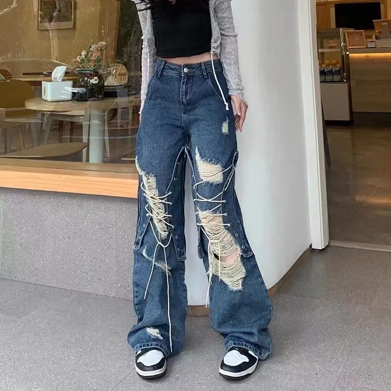 Jeans top larghi strappati