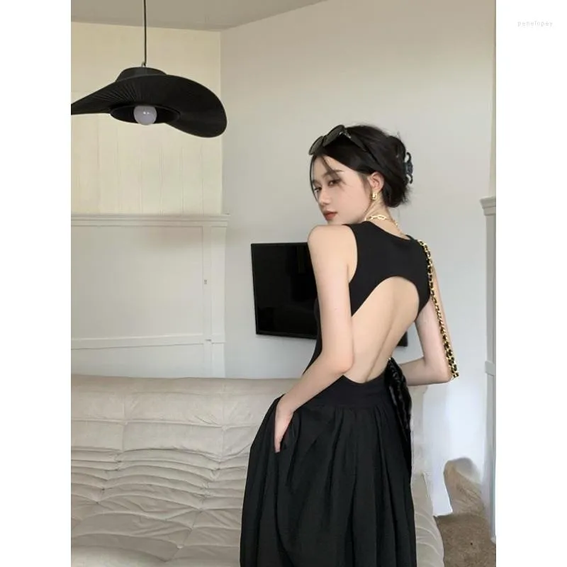 Casual Dresses French Style Retro Little Black Dress Senior Sense Niche Design Waist Slim Show Temperament Fan