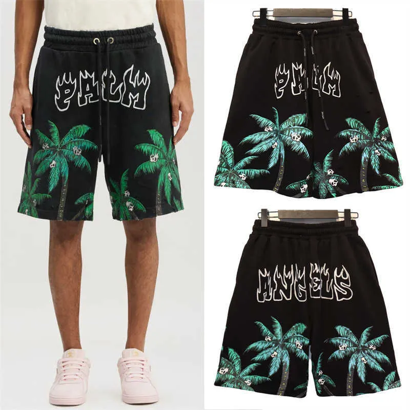 Designer curto moda roupas casuais Palmés anjos crânio estampa de caveira usada no verão masculino shorts casuais frouxos praia fitness casais