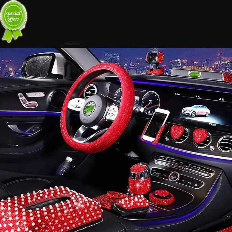 Red Bling Car Accessories Set For Women Interior Cute Set With Tissue Box,  Phone Holder, Ladybug Steering Wheel Cover, And Diamond Auto Part  Decoration From Dhgatetop_company, $5.39