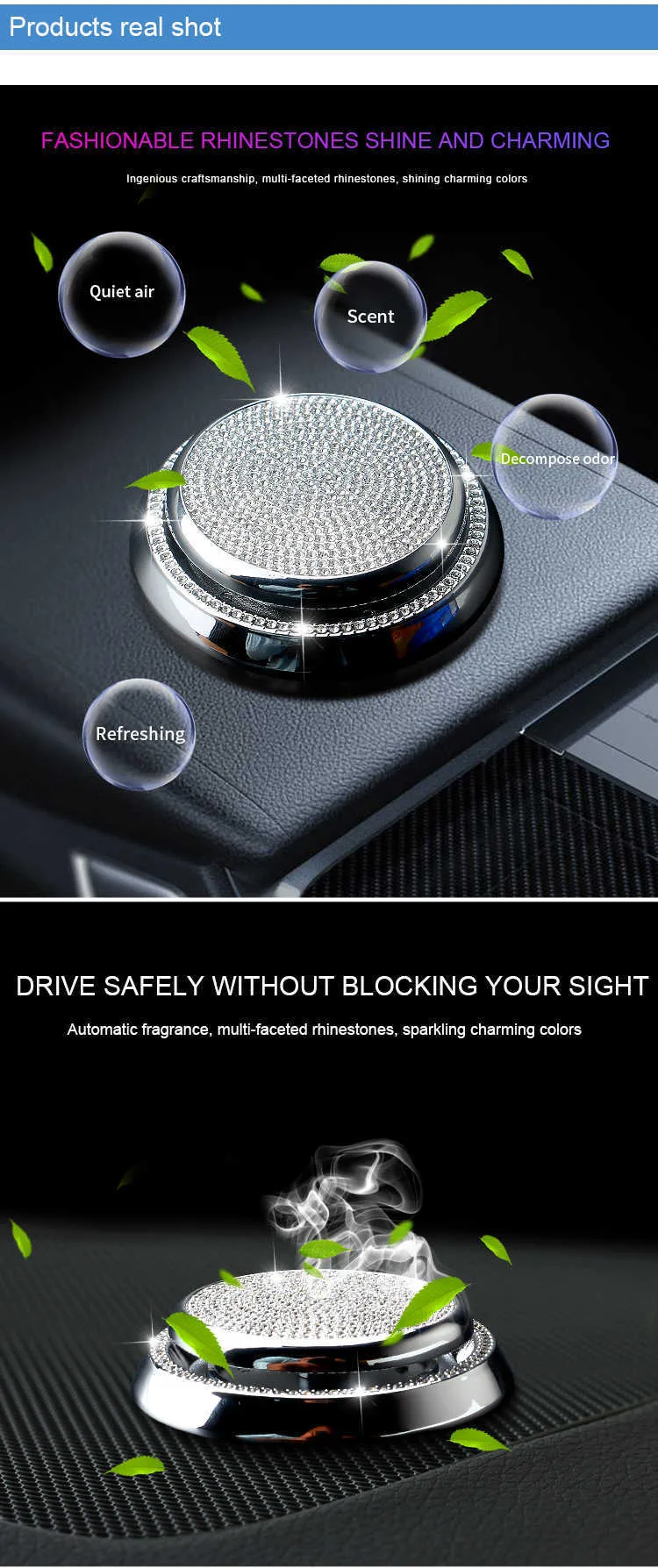 Bling Diamond Car Air Freshener - UFO Aromatherapy Diffuser, Stylish ...