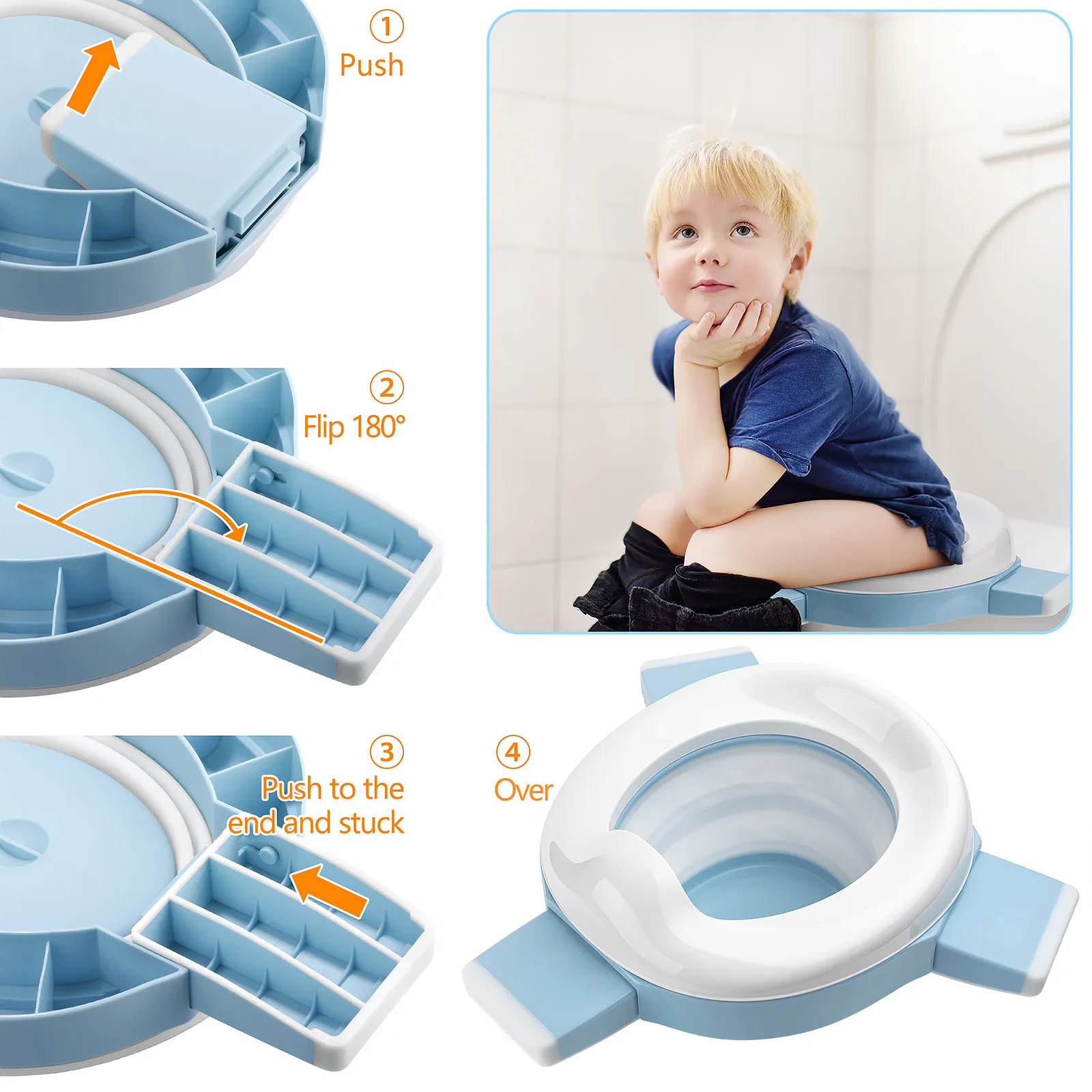 Siège de toilette pliable Enfants de 12 à 36 mois, pot mobile pour
