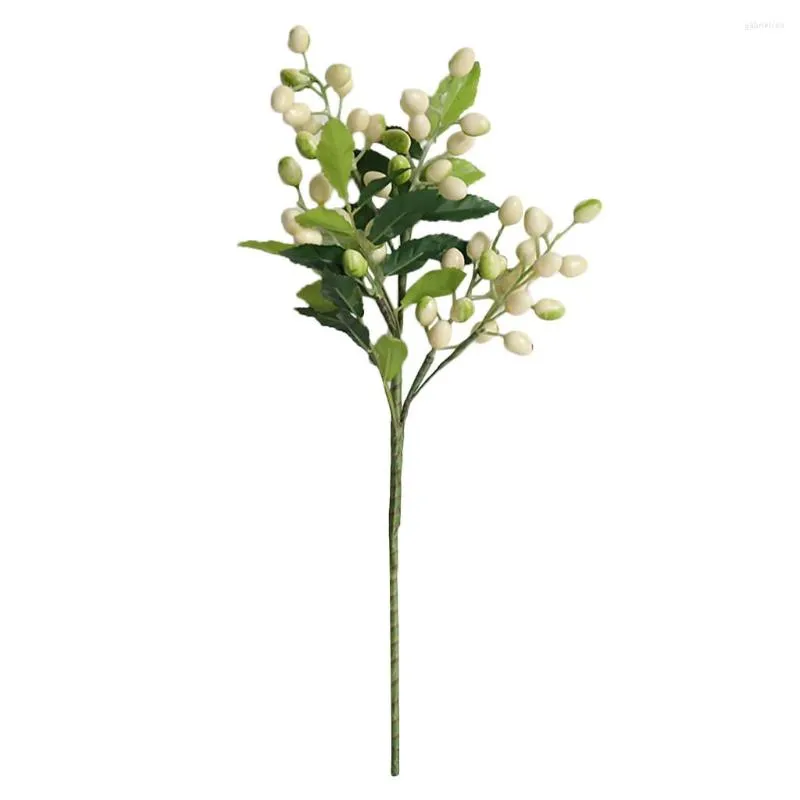 Dekorativa blommor bär olivfrukt Artificiell med bladsimulering Flower Plant Bush för hembröllopsdekoration