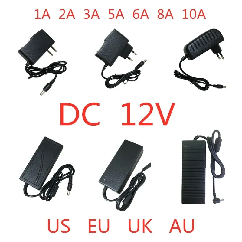 AC 100V-240V DC 12V 1A 2A 3A 5A 6A 8A 10A Netzteil Adapter 12 V Volt Beleuchtung Trafo Konverter für LED Streifen Licht CCTV