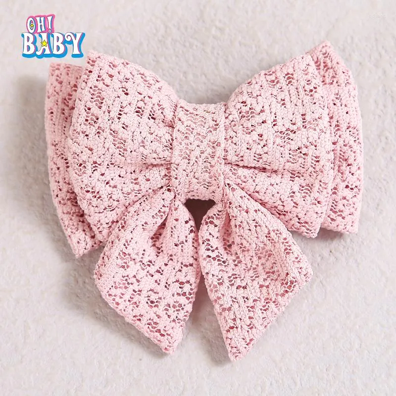 Hair Accessories 1Pcs Hollow Lace Material Bow Baby Clip Women Girls Kid Headwear Infant Headwrap Solid Color Bowknot