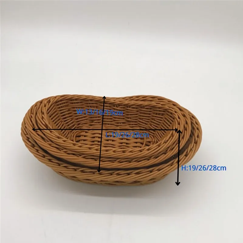 Kitchen storage,Bulk Food Storage,Food grade oval heated woven poly-wicker bread plastic basket for fruit