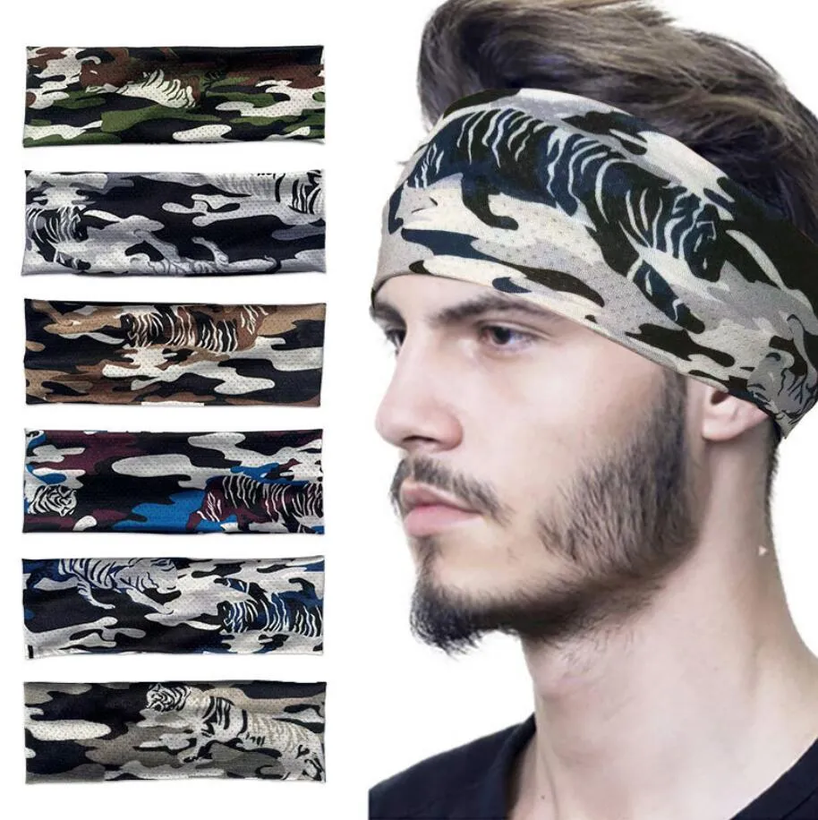 Ice Silk Men Women Camouflage Elastic Sport Hairbands Head Band Yoga pannband Huvudbonad Huvudsport Sport hårtillbehör