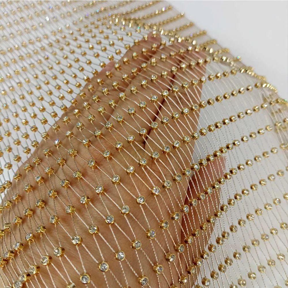 Gold Fishing Net Fabric for DIY Dress Mask Decoration - 65X55cm Crystal  Connection Fabric - White