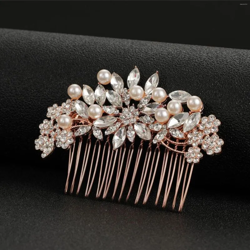 Klipy do włosów grzebienia ślubne złoto -srebrne metalowe metalowe spinki do włosów Perl Headpiecs Rhinestone Biżuteria dla kobiet dziewczęta panna młoda