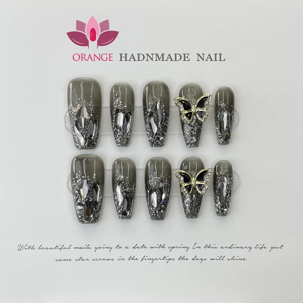 Nail Practice Display Handgjorda Luxury Press On S Coffin Head Manicuree Decoration Wearable Full With Design Acrylic for Girls 230505