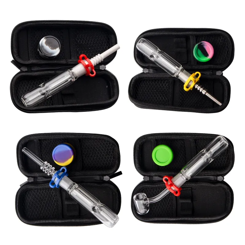 Chinafairprice CSYC NC007 Ensemble de sac de pipes à eau en verre pour bong 10mm 14mm 19mm Céramique Quartz Nail Dab Tips Clip Dabber Tool Silicon Jar Case Dab Rig Bubbler Pipe