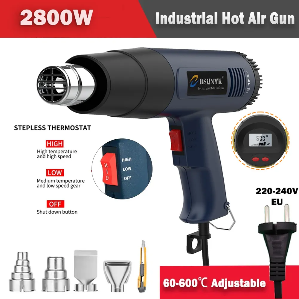 2000w Pistolet thermique Pistolet à air chaud électrique professionnel  Pistolet à air chaud réglable Température Power Tool Sèche-cheveux pour  souder Pistolets d'emballage rétractable