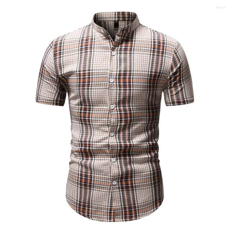 Men's Casual Shirts Mens Plaid Western Hipster Short Sleeve Button Up Shirt Men Business Office Workwear Male Camisa Masculina