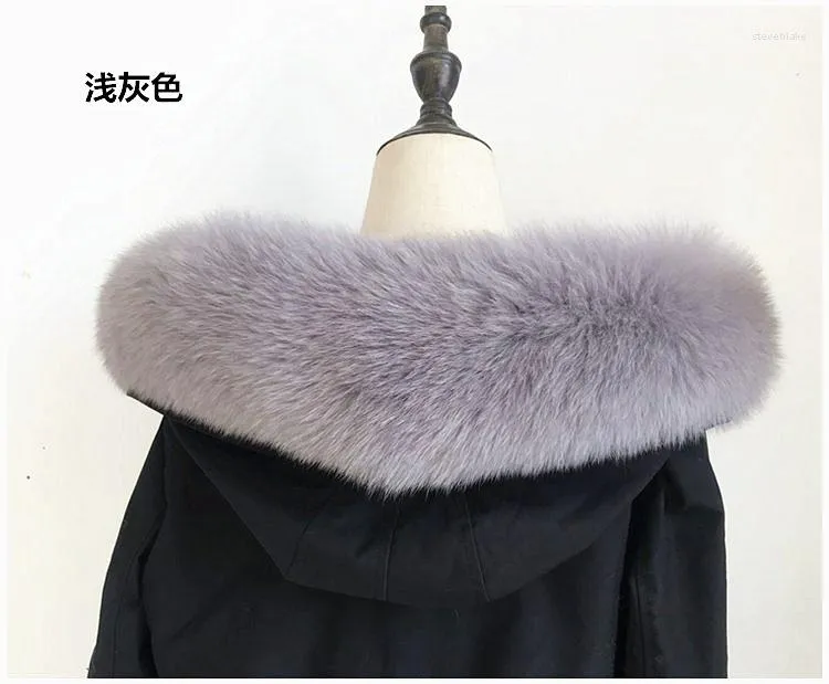 Sciarpe Collo in vera pelliccia Piumino invernale genuino naturale Decor Fashion Beige Fluffy Wraps For Women Men 75 14cm