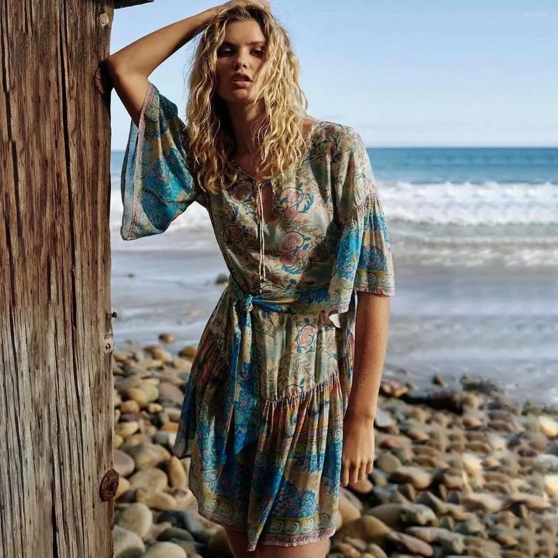 Boho drop waist dress top