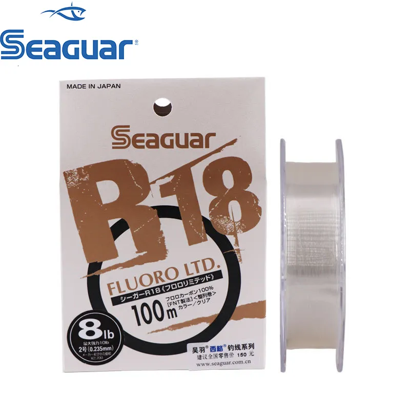 Ligne de tresse Seaguar R18 FLUORO LTD Ligne de pêche 3LB25LB Test de fluorocarbone Fibre de carbone Monofilament Carp Wire Leader Line 230505