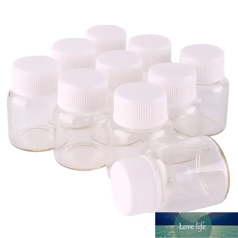 50pcs 27*35mm 8ml Transparent Glass perfume Spice Bottles with White Plastic Screw lid Tiny Jar Vials DIY Craft Quality