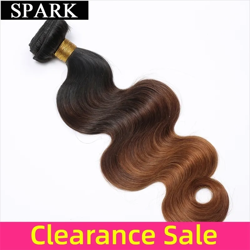 Pelucas de encaje Spark Hair Ombre Brazilian Body Wave 1 3 4 Bundles 100 Human Weave Ratio medio Remy human 230505
