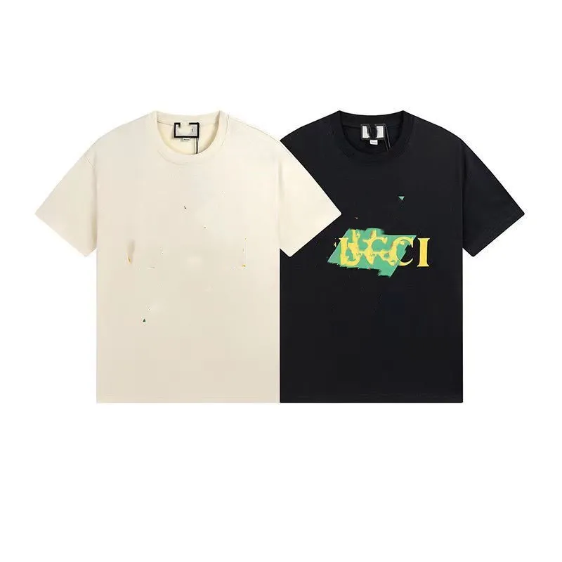 23SS Sommer Blitz Kontrastfarbe Modedruck Kurzarm Dingdang Katzenmuster T-Shirt für Männer und Frauen Liebhaber Halbarm S-3XL