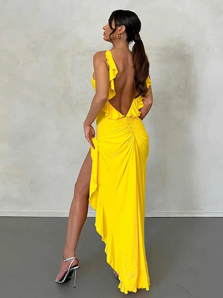 Ruffle backless dress online