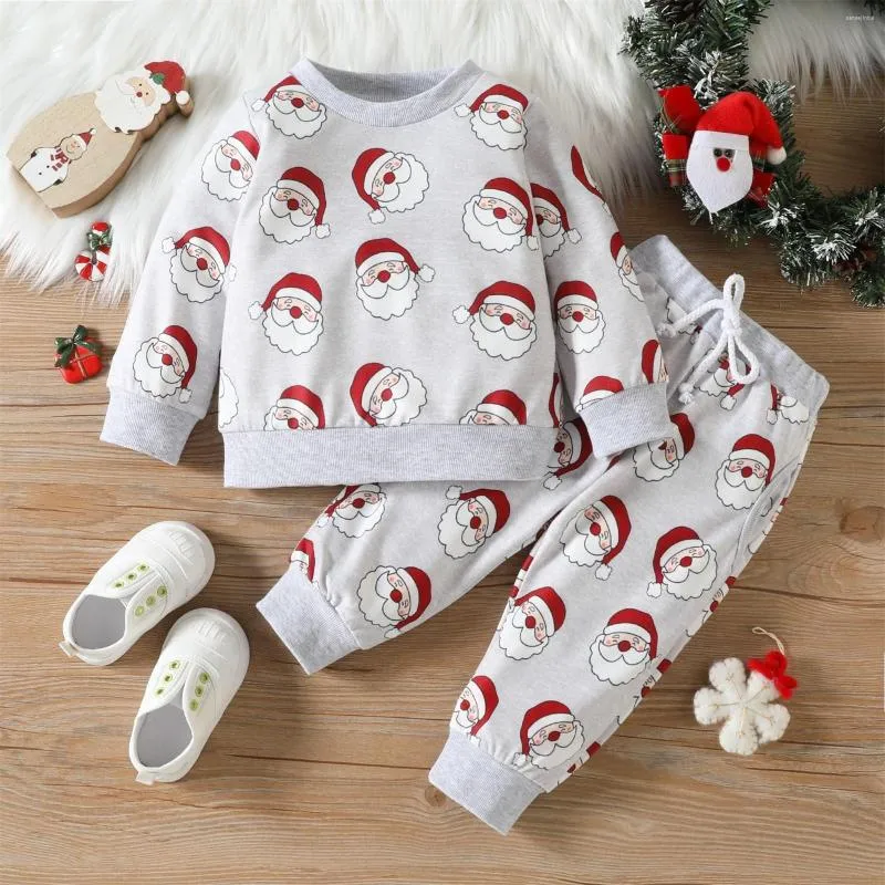 Kläder sätter Baby Boys Girls Matching Christmas Prints Clothes Top T Shirt Pants Winter Outfits 6 månads jacka