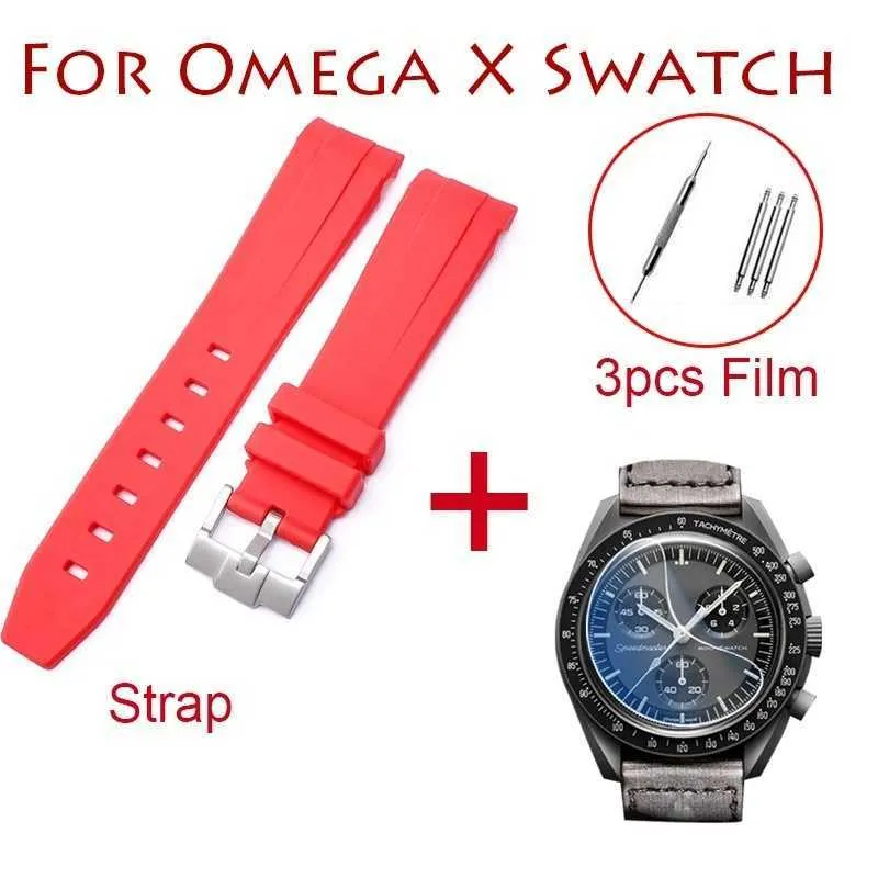 Correa de silicona de 20 mm para Omega Swatch Co-branded Planet Series Accesorios de banda de reloj universal para hombre y mujer Pulsera duradera con película protectora de pantalla de TPU suave