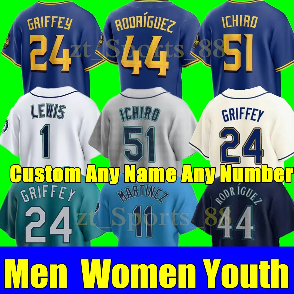 S-4XL 44 Julio Rodriguez 2023 City Connect Jersey 24 Ken Griffey Eugenio Suarez Mariners Ty France 3 J.P. Crawford 13 Abraham Toro 12 Evan White 51 Ichiro Baseball Jerseys