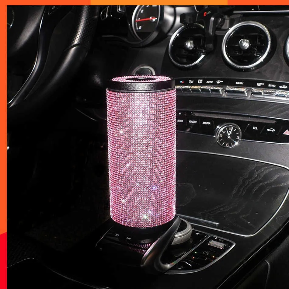 Ny 2022 bilvävnadshållare Dispenser Holder Dry Tissue Paper Case Servikelagring Box Container Bling Pink Car Accessories for Girls