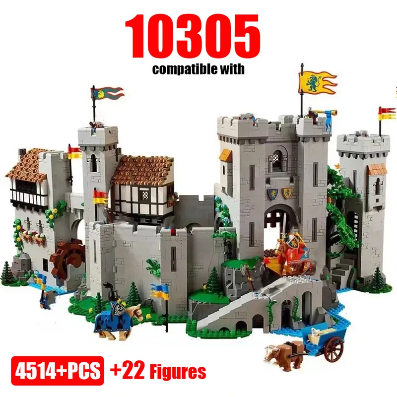 Blocs Lion King Castle10305 Bâtiment chevaliers Castle Bricks Mediéval Bricks Set CONTUCTION TOYS for Children Cadeaux d'anniversaire 230506